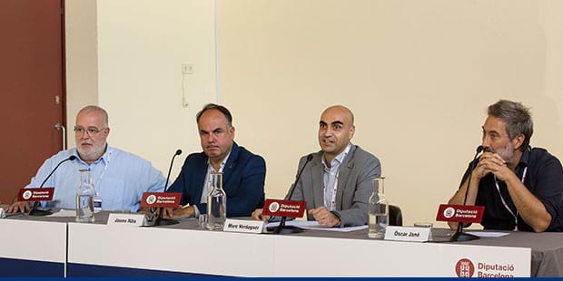 D'esquerra a dreta, Xavier Boquete, Jaume Riba, Marc Verdaguer i Òscar Jané durant la inauguració de la jornada