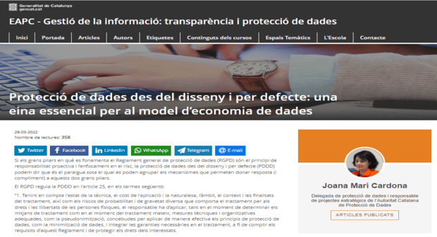 Article Joana Marí. Protecció de dades