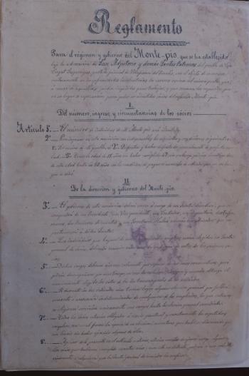 Reglament manuscrit, 1871. Arxiu Municipal de Sant Cugat Sesgarrigues.