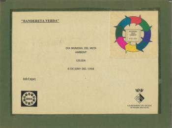 Cartell de la campanya La Bandereta Verda que hi havia en les taules de postulació, 1998, Gelida. Arxiu Municipal de Gelida.