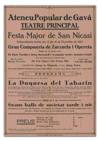 Programa de la Festa Major de Sant Nicasi. Any 1923. AMG.