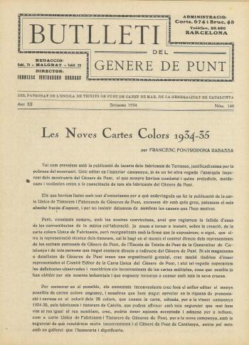 Butlletí del Gènere de Punt del Patronat de l’Escola de Teixits de Punt de Canet de Mar, setembre de 1934. Fons: Diputació de Barcelona. (CAT AGDB A-492, exp.7)